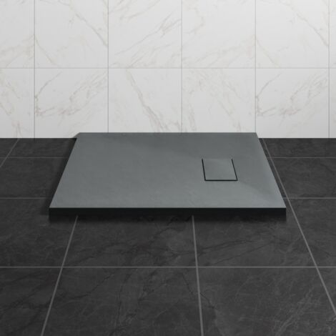 NRG 800 x 700mm SMC Anthracite Rectangle Slate Effect Bathroom Shower Tray