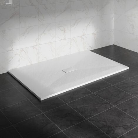 NRG 1700 x 1000mm SMC White Rectangle Slate Effect Bathroom Shower Tray