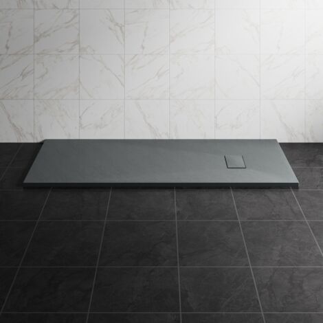 NRG 1700 x 700mm SMC Anthracite Rectangle Slate Effect Bathroom Shower Tray