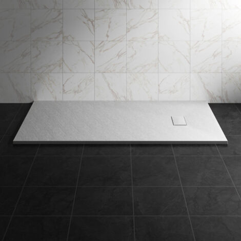 NRG 1700 x 900mm SMC White Rectangle Slate Effect Bathroom Shower Tray