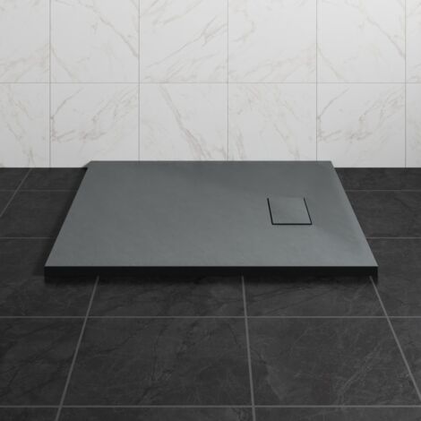 NRG 900 x 800mm SMC Anthracite Rectangle Slate Effect Bathroom Shower Tray