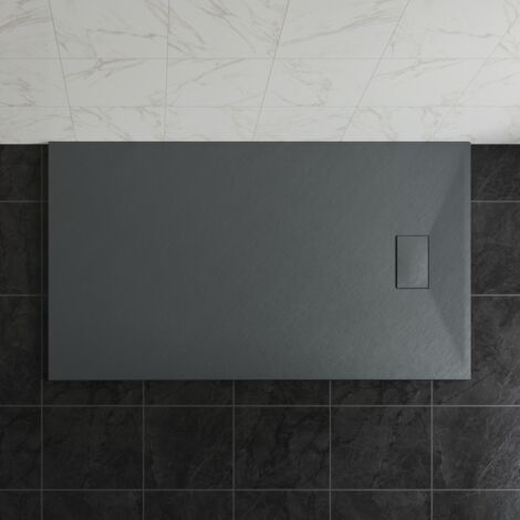 NRG 1500 x 900mm SMC Anthracite Rectangle Slate Effect Bathroom Shower Tray