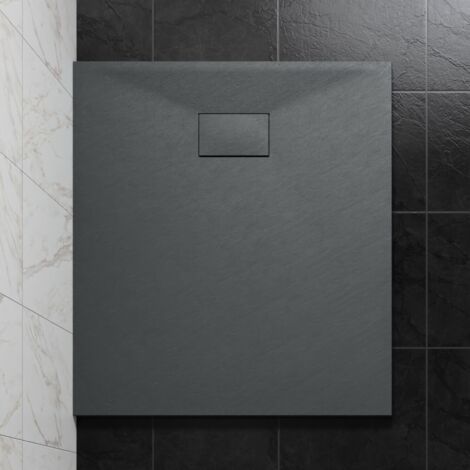 NRG 1100 x 900mm SMC Anthracite Rectangle Slate Effect Bathroom Shower Tray