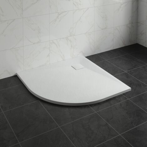 NRG 900 x 900mm SMC White Quadrant Slate Effect Bathroom Shower Tray (1/5)