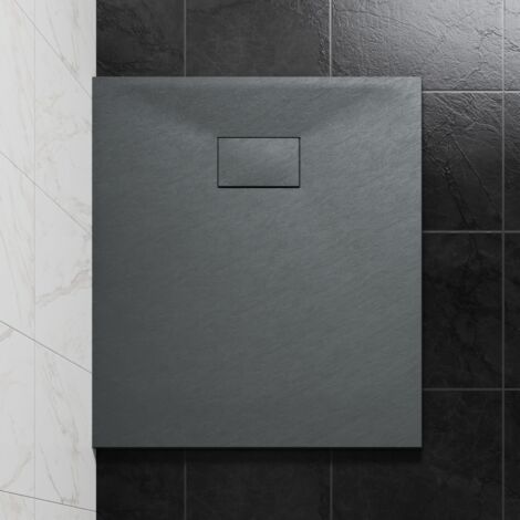 NRG 1000 x 800mm SMC Anthracite Rectangle Slate Effect Bathroom Shower Tray