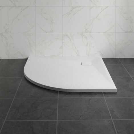 NRG 800 x 800mm SMC White Quadrant Slate Effect Bathroom Shower Tray (1/5)