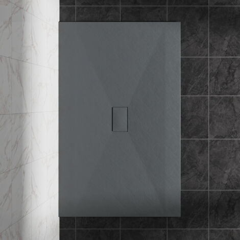 NRG 1600 x 1000mm SMC Anthracite Rectangle Slate Effect Bathroom Shower Tray