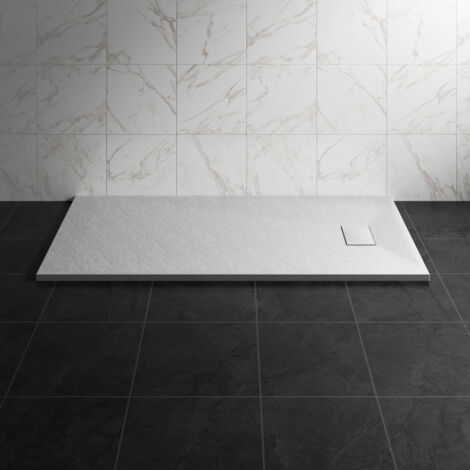 NRG 1500 x 800mm SMC White Rectangle Slate Effect Bathroom Shower Tray