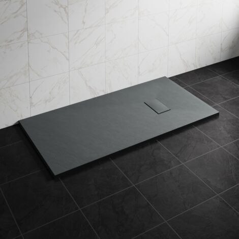 NRG 1600 x 700mm SMC Anthracite Rectangle Slate Effect Bathroom Shower Tray