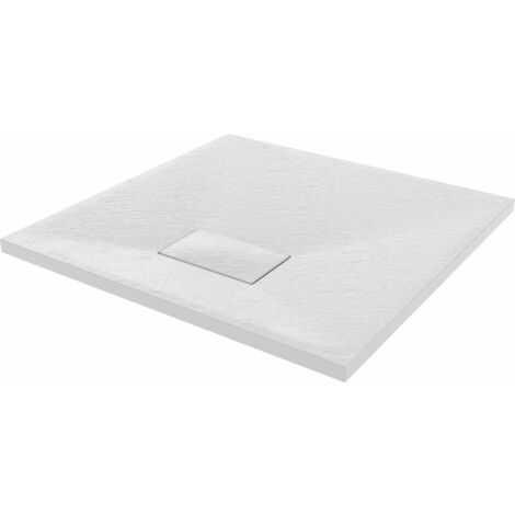 NRG 700 x 700mm SMC White Square Slate Effect Bathroom Shower Tray