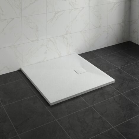 NRG 900 x 900mm SMC White Square Slate Effect Bathroom Shower Tray