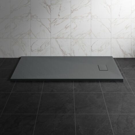 NRG 1500 x 800mm SMC Anthracite Rectangle Slate Effect Bathroom Shower Tray