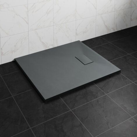 NRG 1100 x 800mm SMC Anthracite Rectangle Slate Effect Bathroom Shower Tray