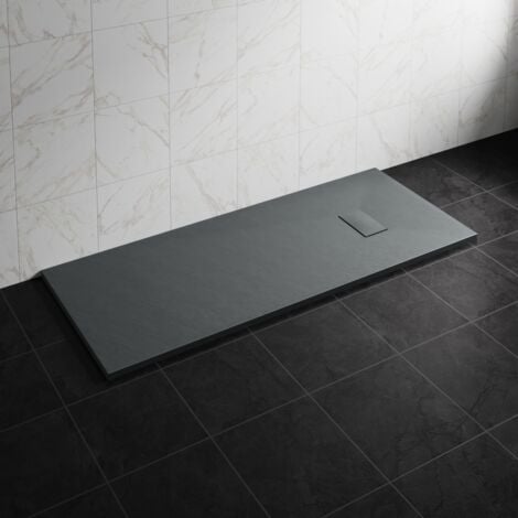 NRG 1800 x 700mm SMC Anthracite Rectangle Slate Effect Bathroom Shower Tray