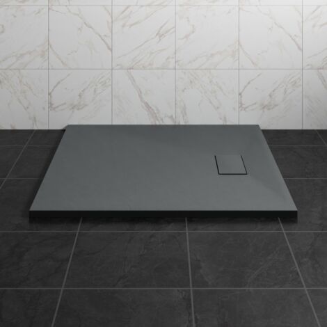 NRG 1000 x 900mm SMC Anthracite Rectangle Slate Effect Bathroom Shower Tray