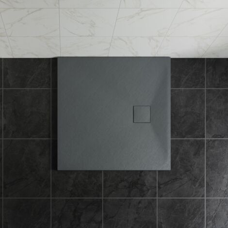 NRG 800 x 800mm SMC Anthracite Square Slate Effect Bathroom Shower Tray