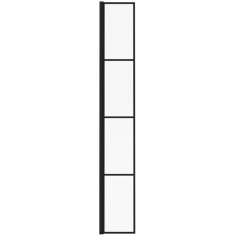 Black Grid Walk In Shower Enclosure Wet Room Glass Screen Return Panel - 300x1950mm