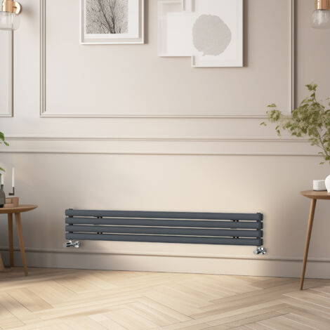 NRG Horizontal Oval Column Radiator Double Panel Rads Anthracite 1600x236 mm (1/5)