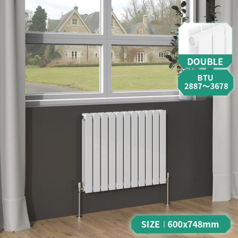 Designer Radiator White Flat Panel Column Bathroom Central Heating Horizontal 600x748mm Double (1/5)