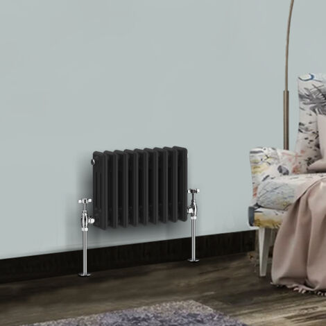 Traditional Radiator Cast Iron Style Radiator 3 Column Black 300 x 425mm