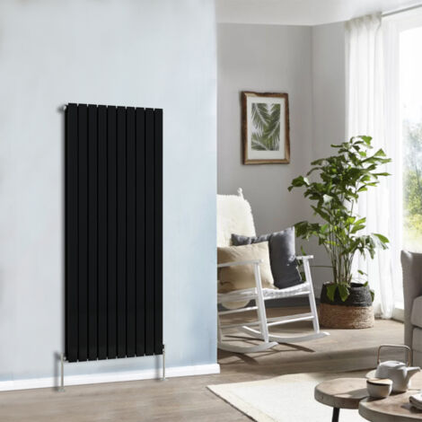 NRG Flat Panel Radiator Designer Column Bathroom Central Heating Black Double 1600x680mm