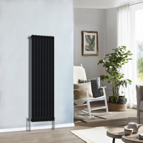 NRG Flat Panel Radiator Designer Column Bathroom Central Heating Black Single 1600x544mm