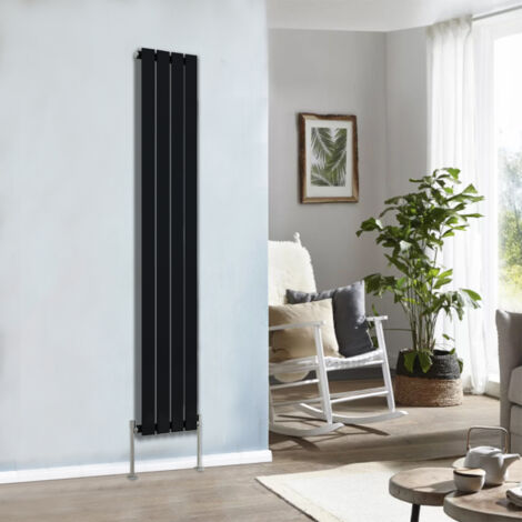 NRG Flat Panel Radiator Designer Column Bathroom Central Heating Black Single 1800x272mm
