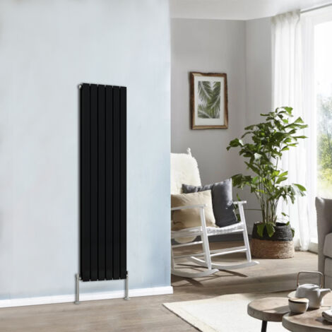 NRG Flat Panel Radiator Designer Column Bathroom Central Heating Black Double 1600x408mm