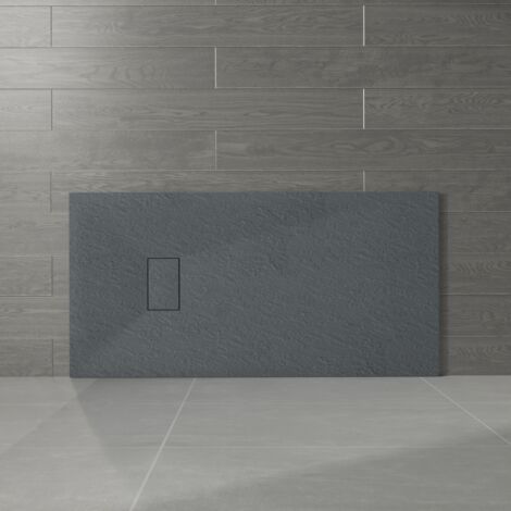 NRG 1500 x 700mm Anthracite SMC Rectangle Slate Effect Bathroom Shower Enclosure Tray (1/5)