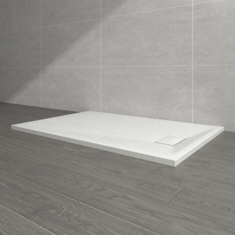 NRG 1300 x 800mm White SMC Rectangle Slate Effect Bathroom Shower Enclosure Tray (1/5)