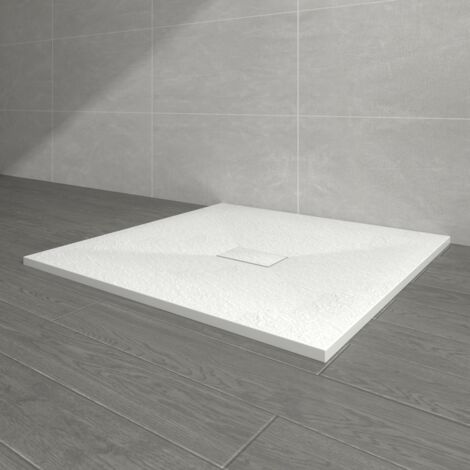 NRG 1000 x 1000mm White SMC Square Slate Effect Bathroom Shower Enclosure Tray (1/5)