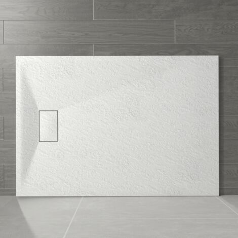 NRG 1400 x 900mm White SMC Rectangle Slate Effect Bathroom Shower Enclosure Tray (1/5)