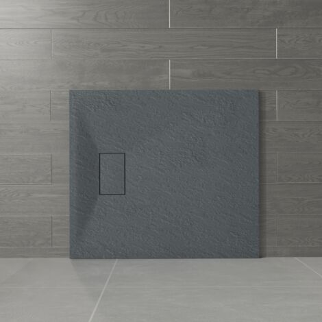 NRG 1100 x 800mm Anthracite SMC Rectangle Slate Effect Bathroom Shower Enclosure Tray (1/5)