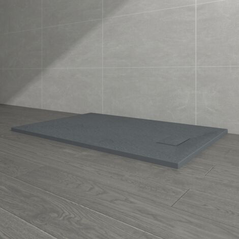 NRG 1400 x 800mm Anthracite SMC Rectangle Slate Effect Bathroom Shower Enclosure Tray (1/5)