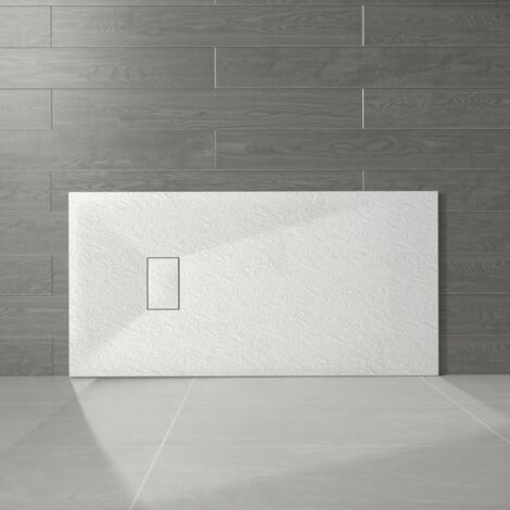 NRG 1400 x 700mm White SMC Rectangle Slate Effect Bathroom Shower Enclosure Tray (1/5)