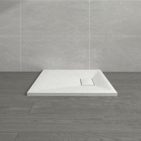 NRG 700 x 700mm White SMC  Square Slate Effect Bathroom Shower Enclosure Tray