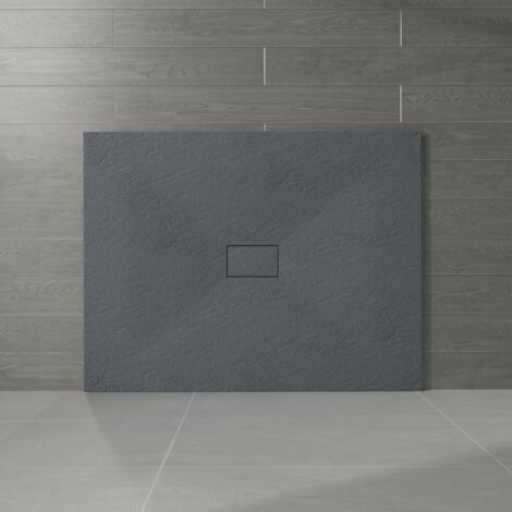 NRG 1400 x 1000mm Anthracite SMC Rectangle Slate Effect Bathroom Shower Enclosure Tray (1/5)