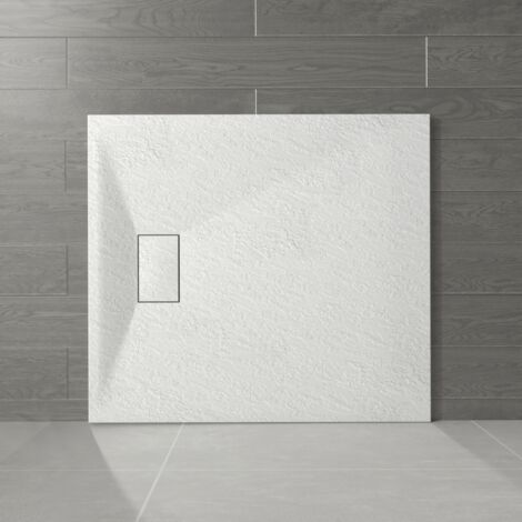 NRG 1100 x 900mm White SMC  Rectangle Slate Effect Bathroom Shower Enclosure Tray