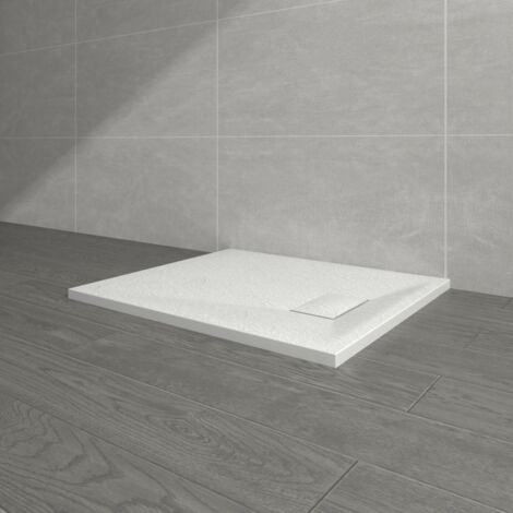 NRG 900 x 700mm White SMC Rectangle Slate Effect Bathroom Shower Enclosure Tray (1/5)