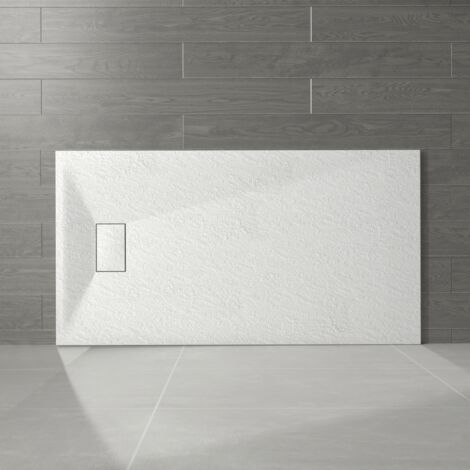 NRG 1700 x 800mm White SMC Rectangle Slate Effect Bathroom Shower Enclosure Tray (1/5)