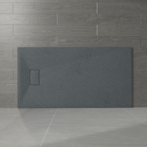 NRG 1700 x 800mm Anthracite SMC Rectangle Slate Effect Bathroom Shower Enclosure Tray (1/5)