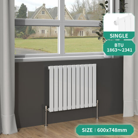 NRG White Column Designer Radiator Flat Single Panel Bathroom Central Heating Horizontal 600x748mm (1/5)