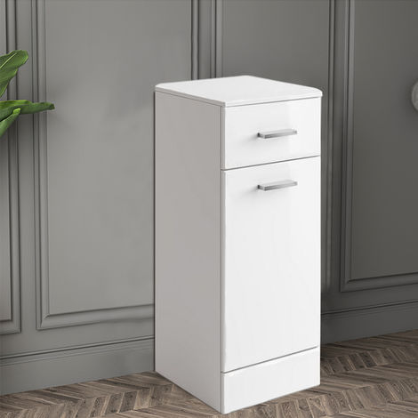 Bathroom tall cabinet with deals laundry basket