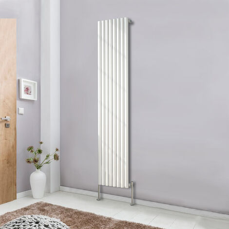 1800x472 Oval Column Designer Radiator Bathroom Central Heating Single White (1/5)