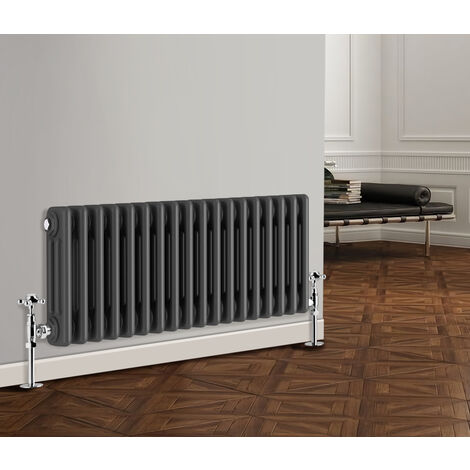 NRG Traditional Cast Iron Style Radiator Horizontal 3 Column Anthracite 300 x 830mm