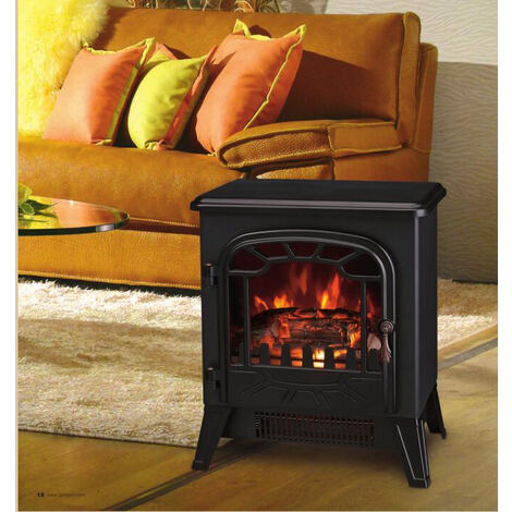 MODERN LIFE Electric Fireplace 1850W Portable Stove Heater Log Burning Flame Effect with Adjustable Thermostat 