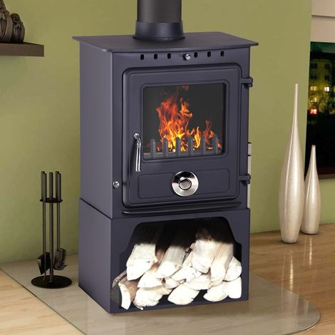 Lincsfire Reepham MultiFuel Fireplace Stove with Log Store 8KW High Efficiency Log Burner Wood Burning WoodBurner