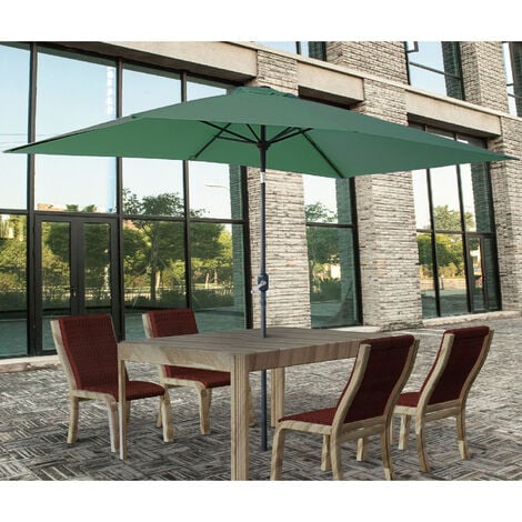 2x3m Garden Parasol Sun Aluminium LED Solar Lights Patio Umbrella Canopy Crank 