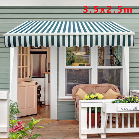 Greenbay 3 5 X 2 5m Manual Awning, Retractable Sun Awnings For Patio