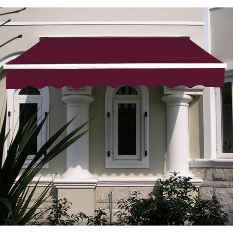 Greenbay 2 x 1.5m Manual Awning Garden Patio Canopy Sun Shade Shelter Retractable Wine Red